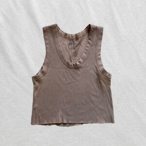 Brandy Melville Tan Ribbed Tank Top